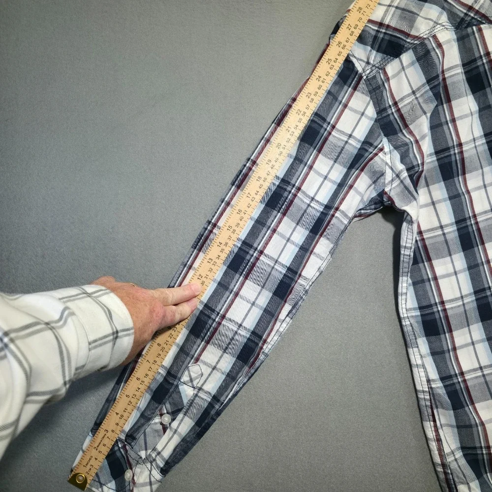 Reclaim Men's Plaid Athletic Fit Long Sleeve Button Up‎ Shirt Size Large